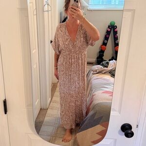 Lovestitch Animal Print Dress in Tan and Cream